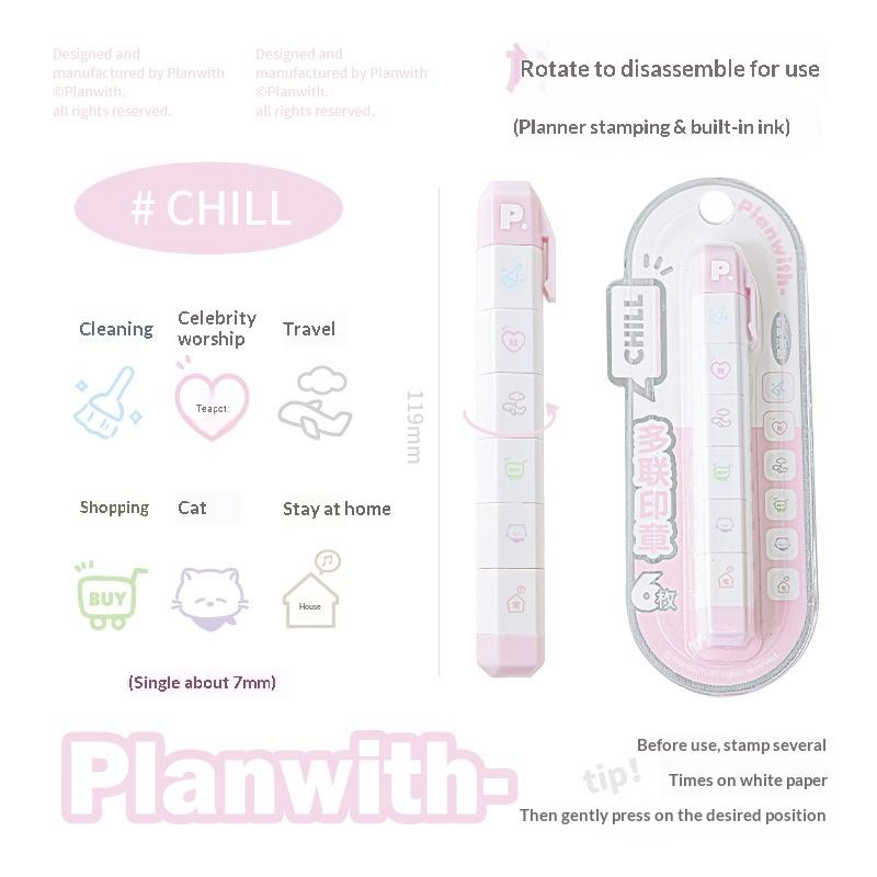 INS Aesthetic Kawaii Multilink Mood Stamp Cute Decorative Stamp for Journal Scrapbooking Travel Diary Decor