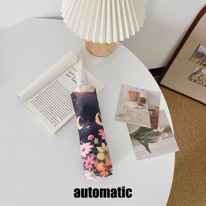 

Букет Кот Зонт Тройного Сложения Полностью Автоматический Зонт Солнцезащитный УФ-Защита и Дождь/Дождь Двойного Использования Солнцезащитный Зонт 8K