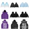 Trapstar Shiny Puffer Jacket Retro Stand Collar Hooded Letter Embroidery Loose Thick Coat Teen Boys Winter Streetwear