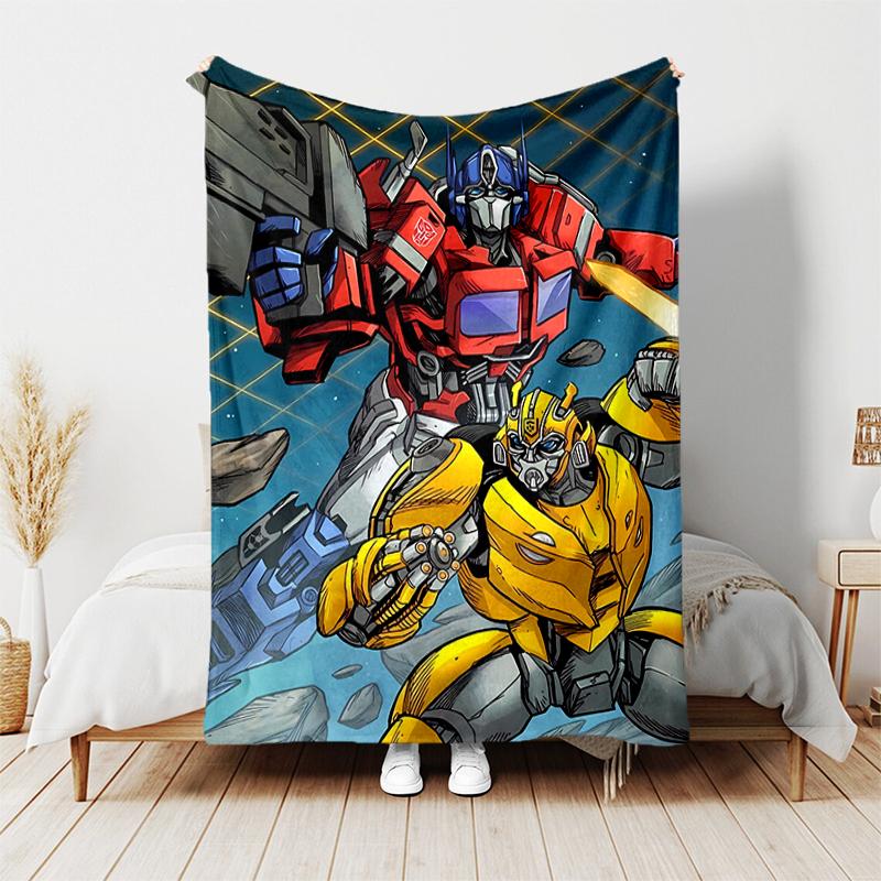 1pc Blanket Bumblebee and Optimus Prime Print Design, Lightweight Blanket for Sofa, Bed- Soft &Warm, Gift for All Seasons like Christmas, Halloween