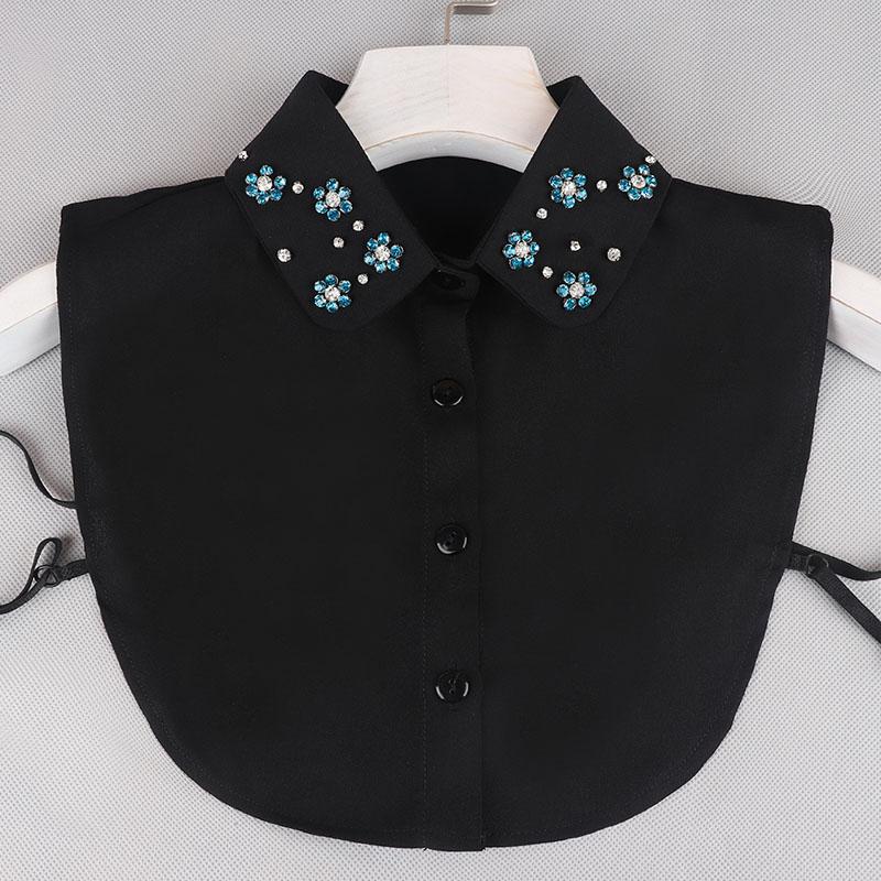 Pearl Detachable Collar Women Crystal Diamond Chiffon Shirt False Fake Collar Women Removable Peto Mujer Chemisier Faux Cols Tie