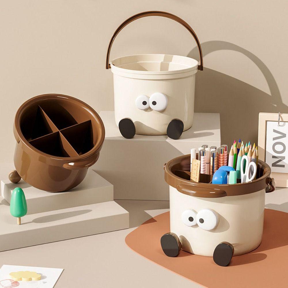 High-capacity Handheld Pen Holder Double-deck Stationery Organizer Pencil Storage Box  Office
