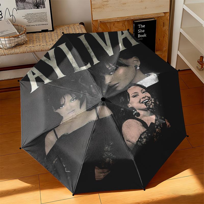1pc Musician Ayliva Umbrella Portable Folding Umbrella Iron Frame Hole Bone Structure Outdoor Home Umbrella