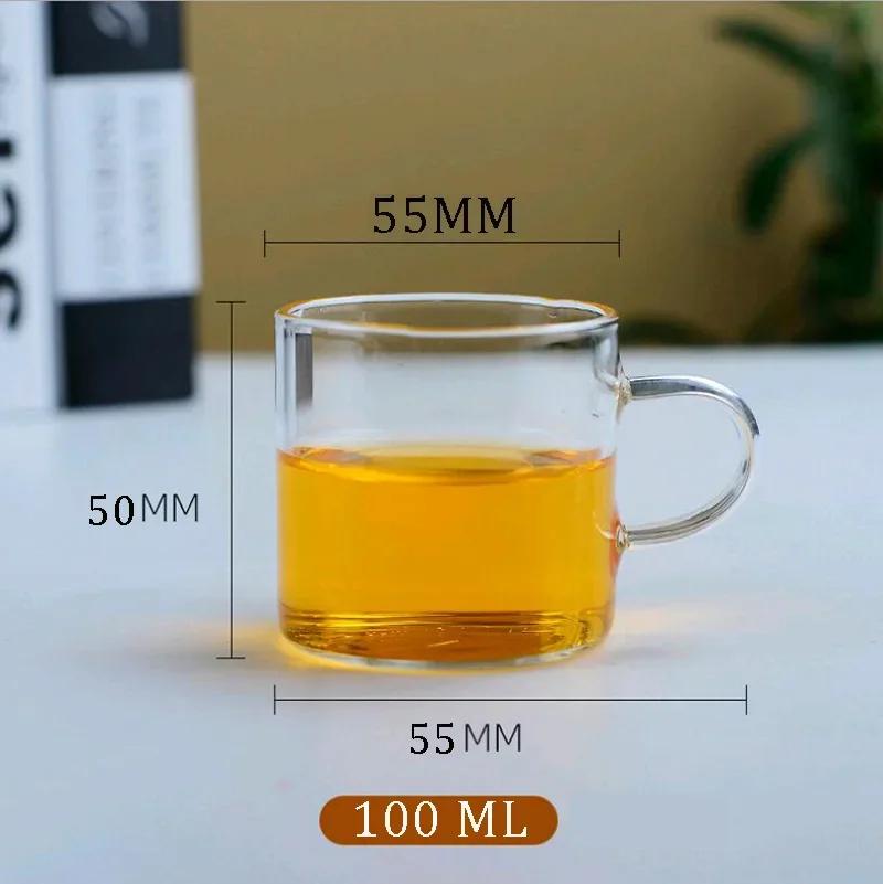 100ML Transparent Glass Cup Tea Cups Heat-Resistant Cup Anti-Scalding