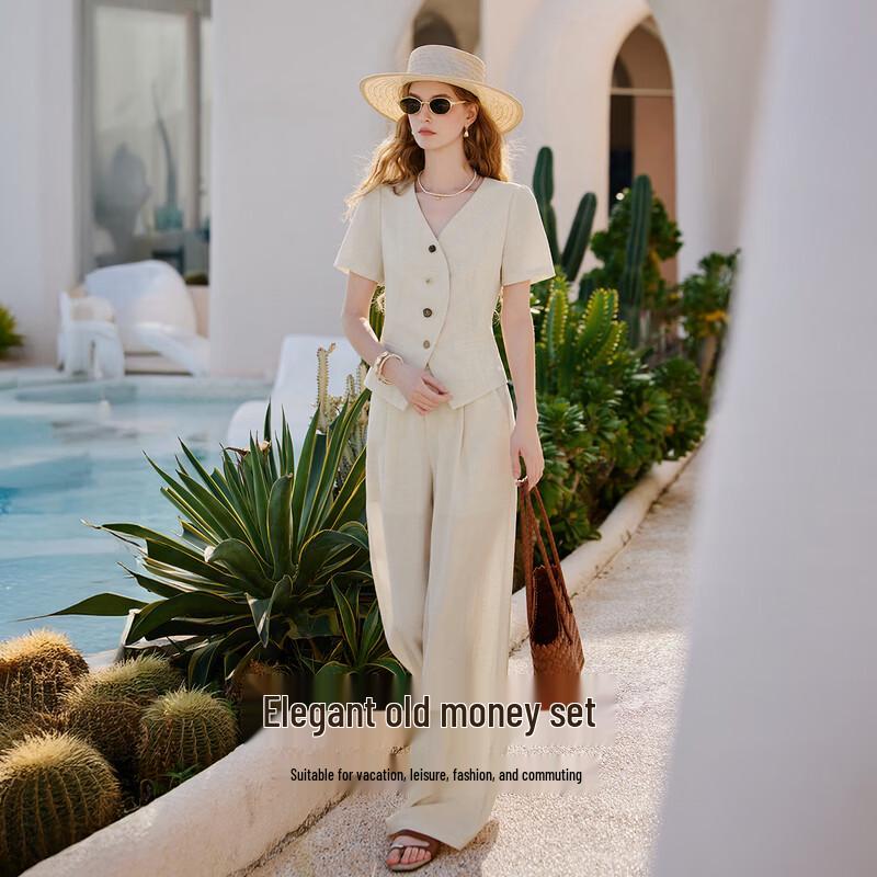 Women's Elegant White Two-Piece Suit Set