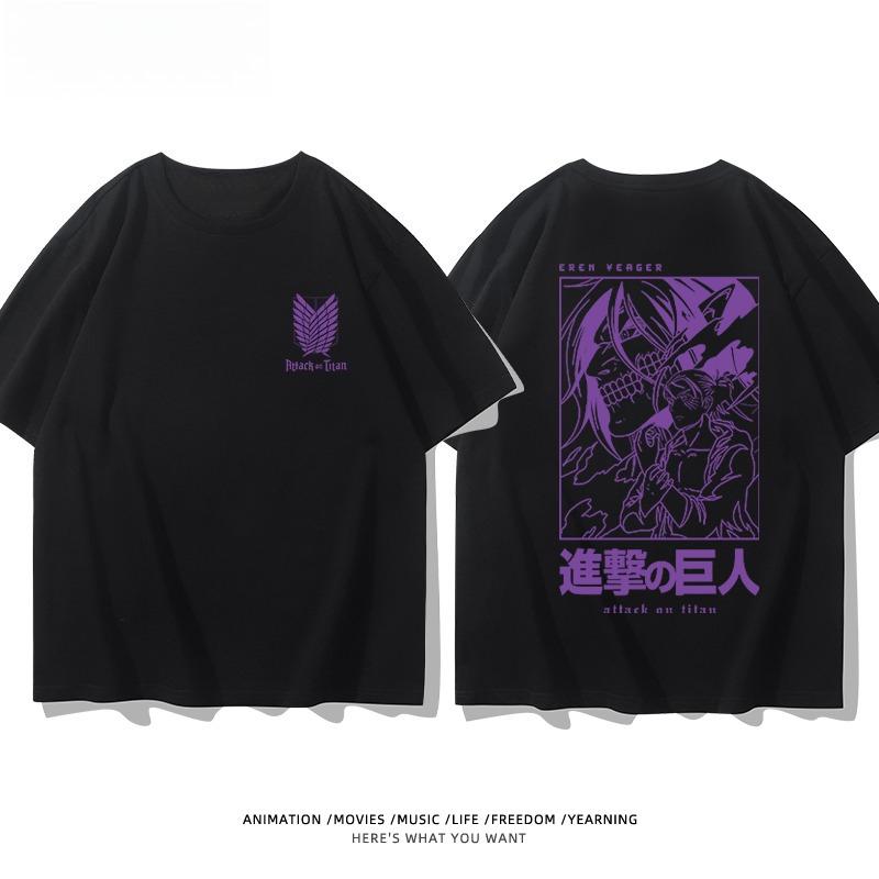Attack On Titan Animation Derivatives Wings of Liberty Printed Short Sleeve T-shirt Women's Fashion Loose Cotton Unisex Top
