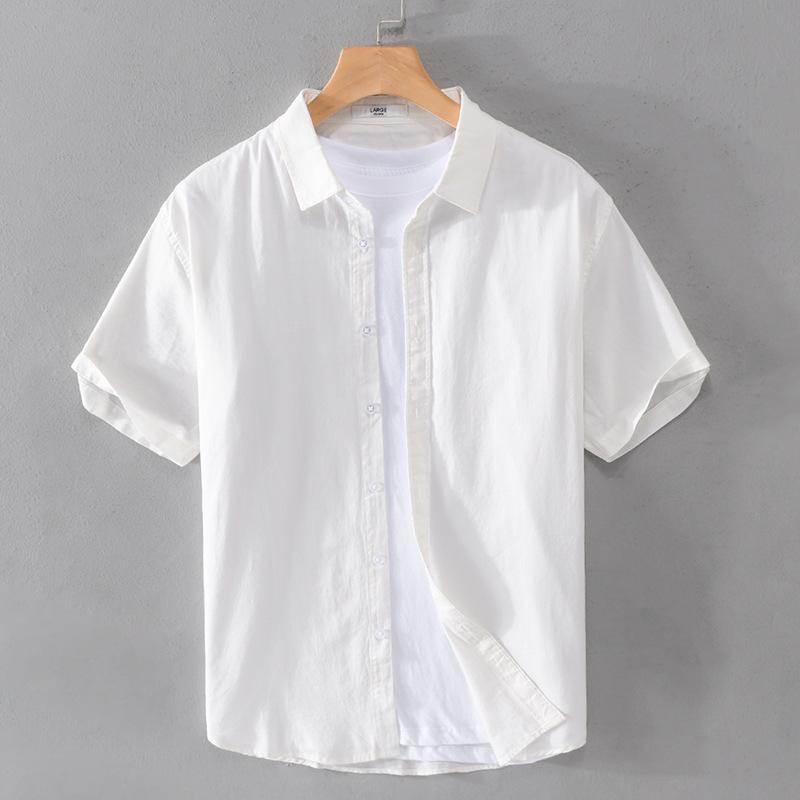 

Men s Summer Casual Short Sleeve Oxford Shirt - Comfortable, Lightweight, Pure Cotton, Solid Color. XXL