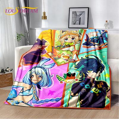 2025 New Genshin Impact Character Solo Cartoon Game Soft Blanket,Soft Throw Blanket for Home Bedroom Bed Sofa Picnic Child Gift