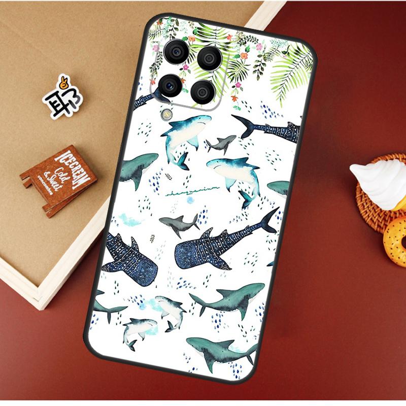 Cartoon Shark Case For Samsung Galaxy M55 M35 M15 M56 M36 M16 M06 M31 M13 M33 M53 M12 M32 M52 M14 M34 M54