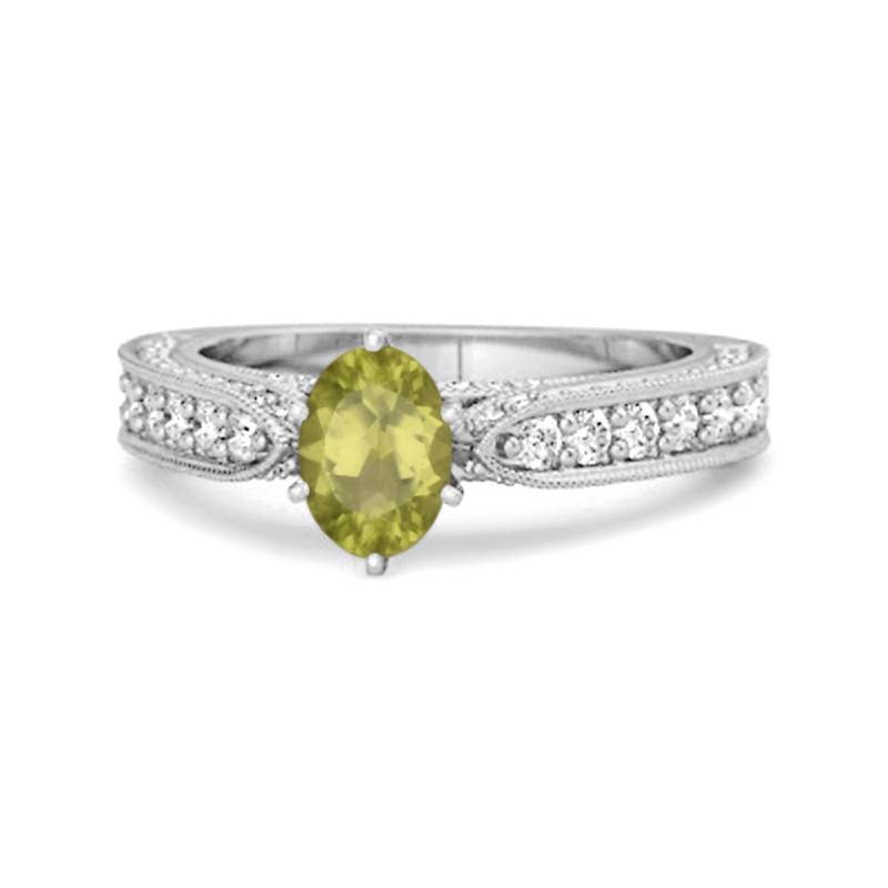 Peridot Tapered Five-Stone Ring – 925 Sterling Silver 6 белого золота