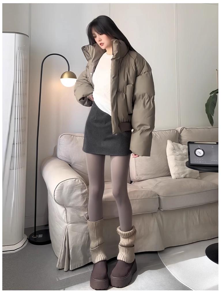 Gray High-Waisted Wool A-line Mini Skirt for Petite Women, 2025 Autumn/Winter Collection - Slimming, Anti-Exposure, Bodycon Fit.