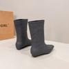2025 Winter New Knitted Women's Boots Loose Sleeve Slope Heel Straight Tube Mid Sleeve Boots Fashion Western Knight Boots