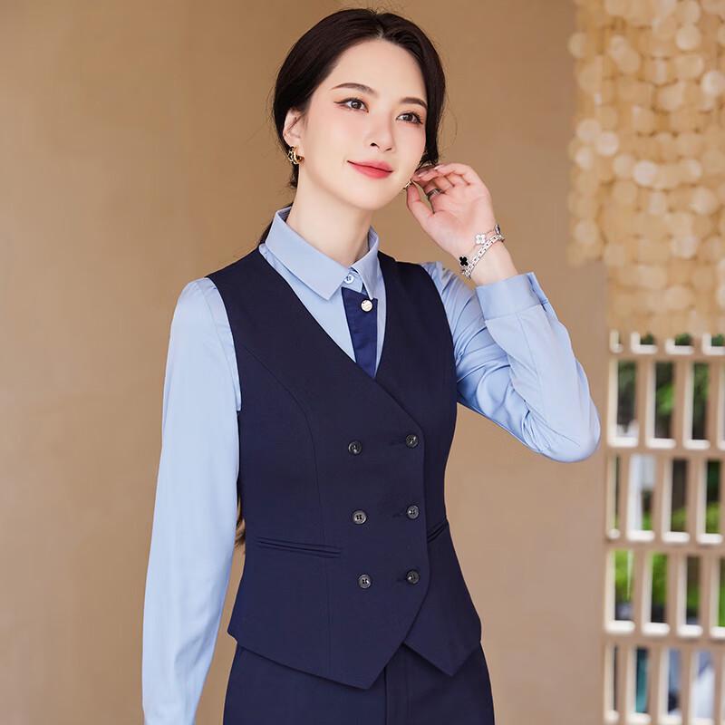 Treloman Women's Double-Breasted Professional Vest Suit
