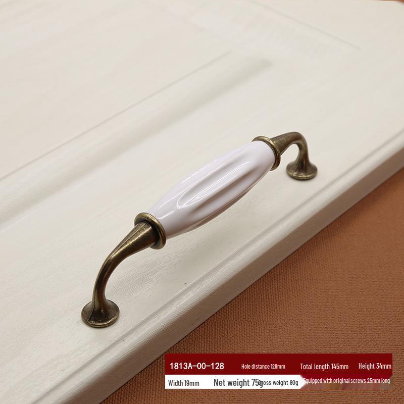 European Zinc Alloy Ceramic Handle: Modern Black & White Cabinet and Wardrobe Pull