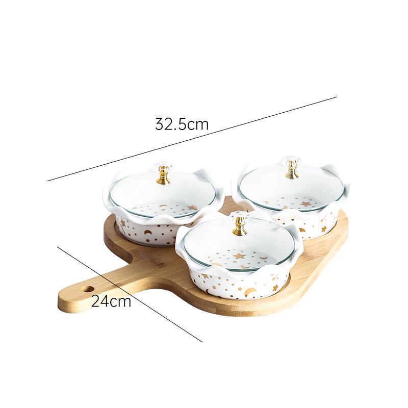 Qianxing Ceramic Lotus Bowl & Tray Set