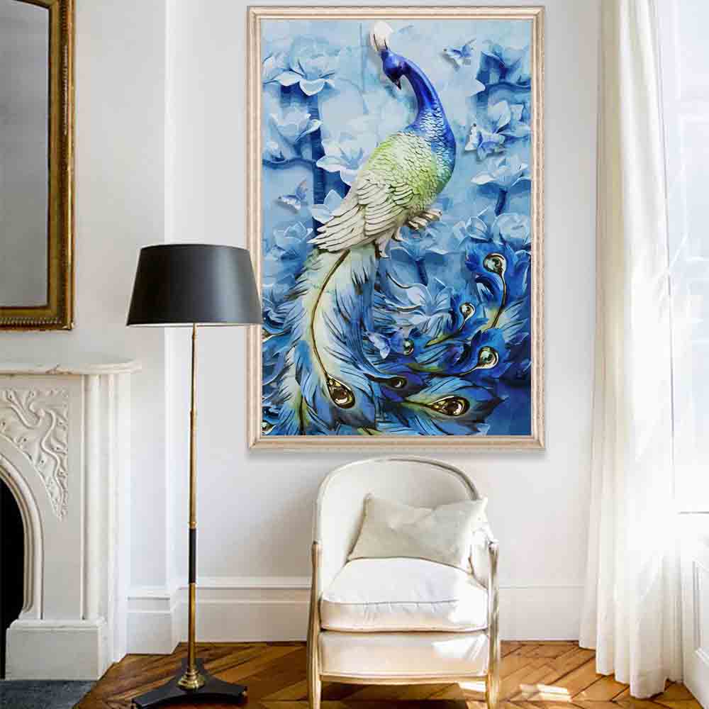 Tierölgemälde Bunter Pfau Wandmalerei Kunst Leinwand Malerei Wohnzimmer Korridor Büro Hauptdekoration Wandbild Kein Rahmen