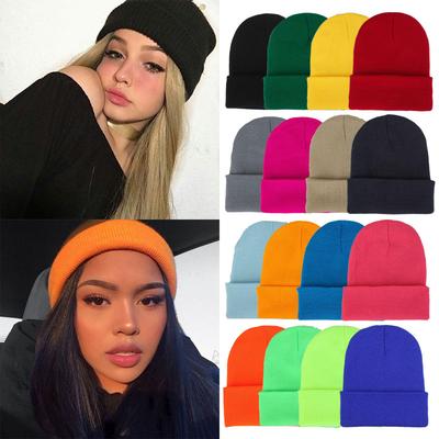Fashion Solid Color Knitted Beanies Hat Winter Warm Ski Hats Men Women Multicolor Skullies Caps Soft Elastic Cap Sport Bonnet