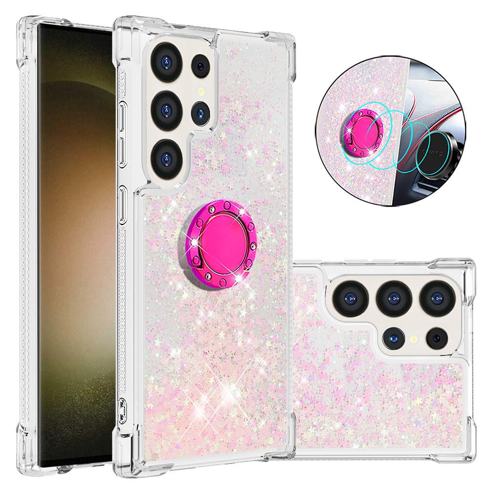 

For Samsung Galaxy S25 Ultra TPU Case with Kickstand Quicksand Shockproof Cover Pink/Pentagram