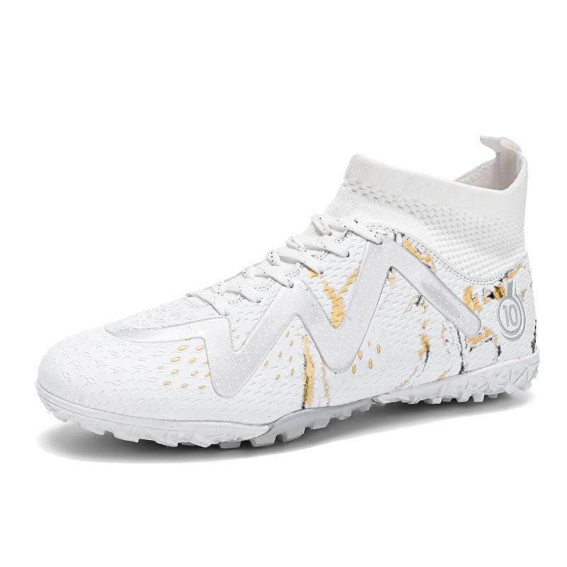Unisex High-Top Football Shoes, Studded Grass Green Competition and Training Footwear