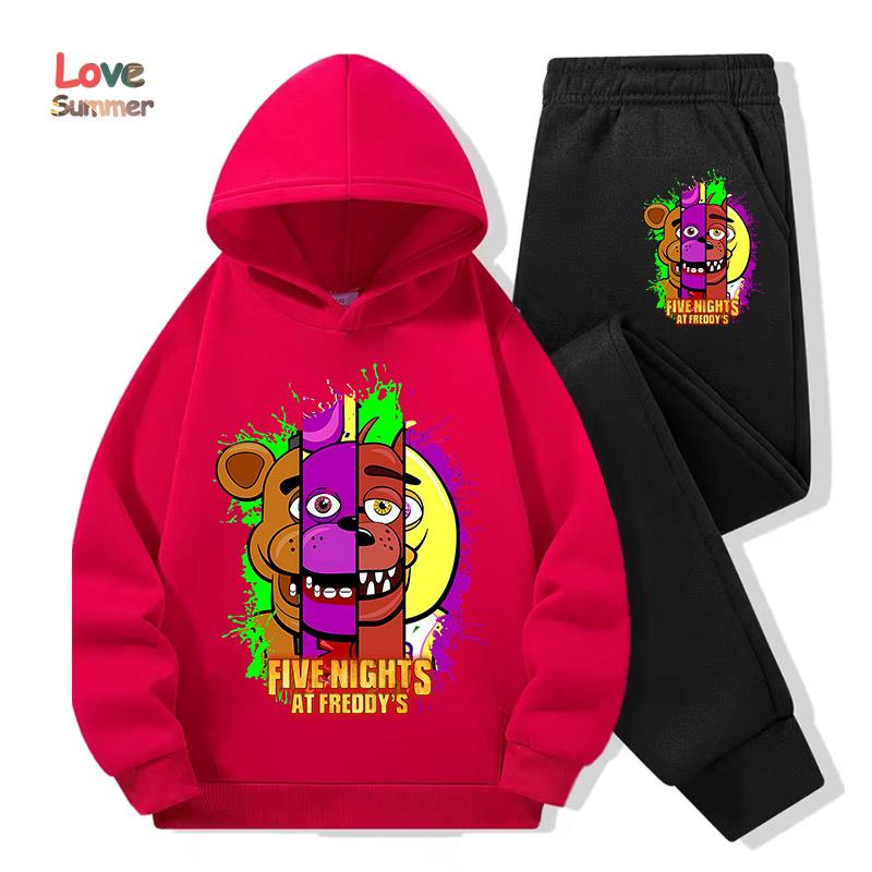 2026 Five Nights Hoodies+Hosen 2er-Set 3-14 Jahre Jungen Mädchen Trainingsanzug Kleidung Hoodie Jungen FNAF Sportlicher Anzug Ideal für den täglichen Gebrauch im Freien