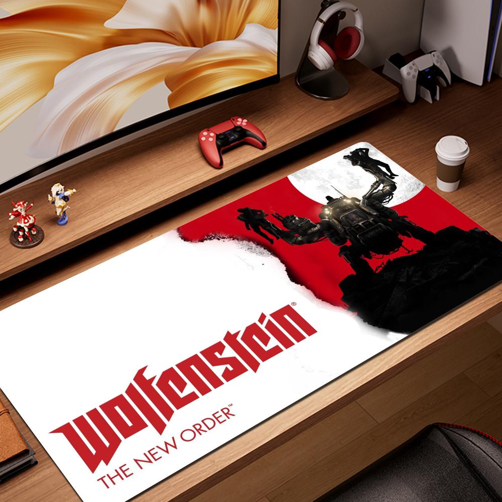 HYBXAXC Mouse Pad Wolfenstein Mousepad Large Keyboard Desk Mat Gaming Mouse Pad LockEdge Non-slip Mat Keyboard Mousepad 90x40