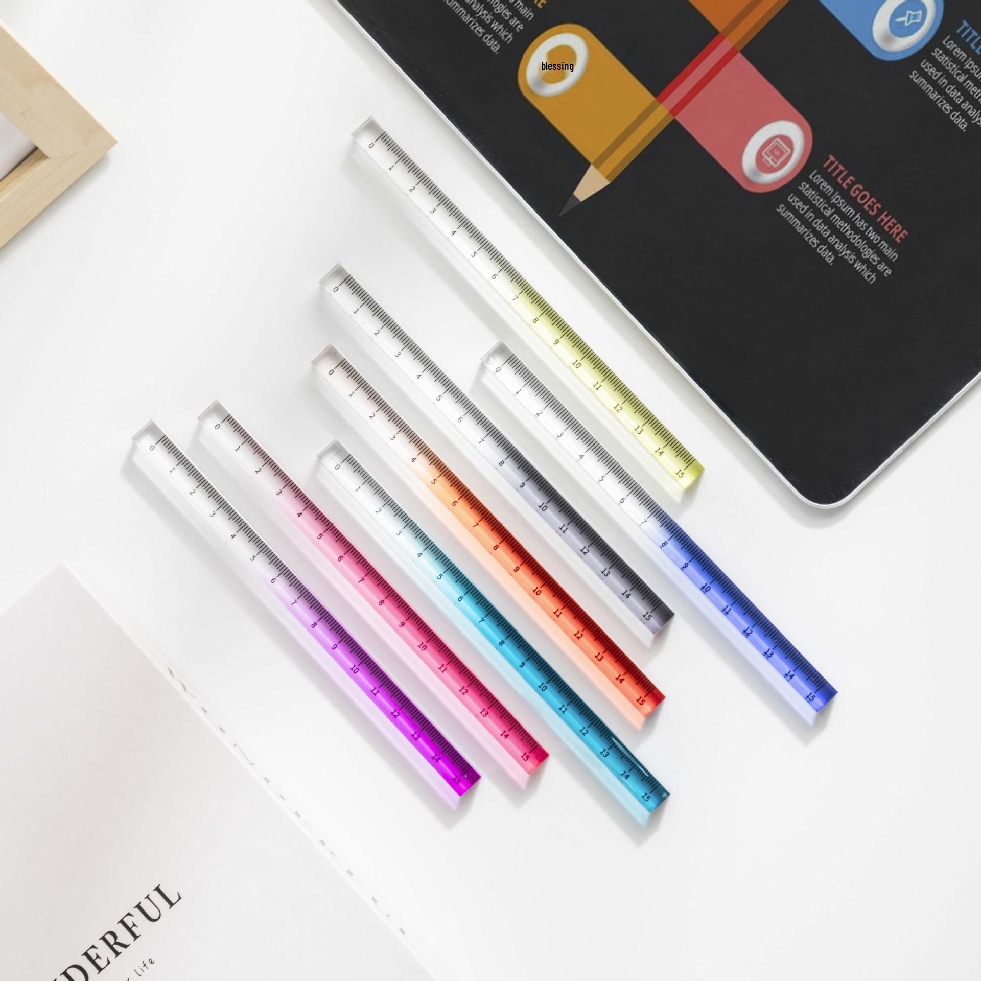 Panduo Transparent Gradient Acrylic Ruler - 15cm Straight Ruler for Students 15cm Scale