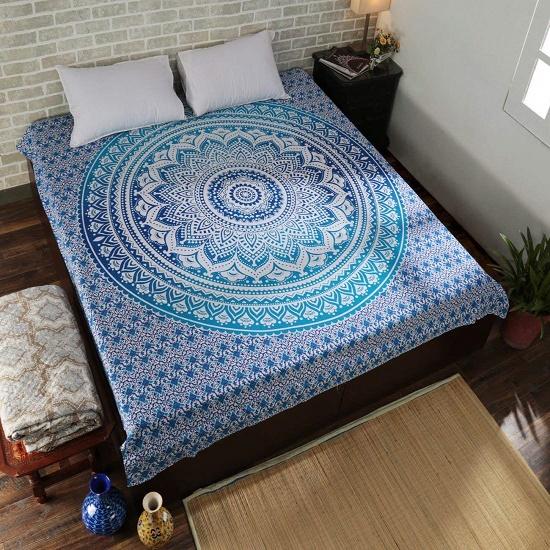Blue Ombre Tapestry- Wall Hanging Tapestries | Hippie Tapestry| Indian Mandala Tapestry| Psychedelic Large Tapestry | 100% Cotton Tapestry