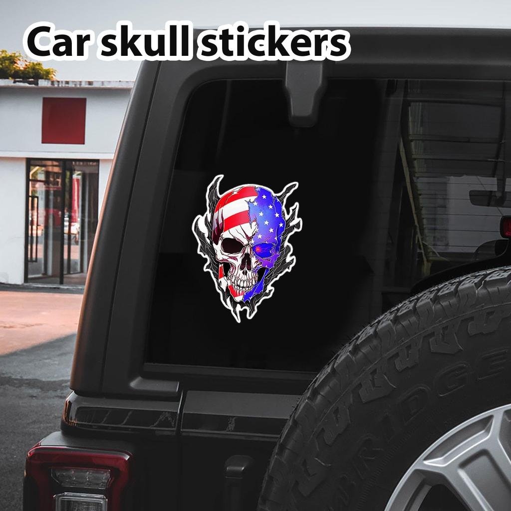 Skull Car Window Sticker, Skeleton Head Sticker | Halloween Skeleton Sticker, Car Creative Sticker