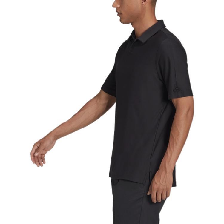 Adidas Polo Shirts Men's Black Crew Neck Moderate Straight Fit GS4865