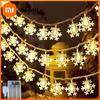 80/40/20/10 LED Christmas Fairy Light String USB Battery Box Powered Snowflake Light String New Year Decorative Light
