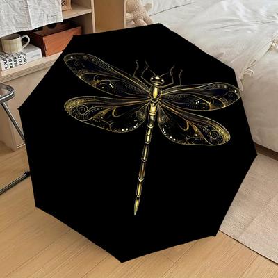 1PC Dragonfly Artwork Automatic Open/Close Umbrella with Windproof, 8-Rib Sturdy Canopy, Durable Ribs, Fashionable Design1402A