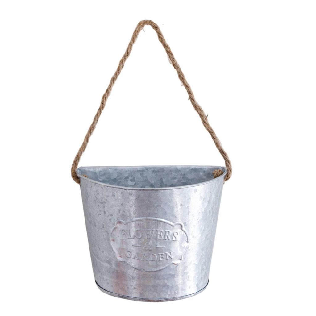 Metal Wall Planter Vintage Design Hanging Bucket Farmhouse Look Rustic Floral
