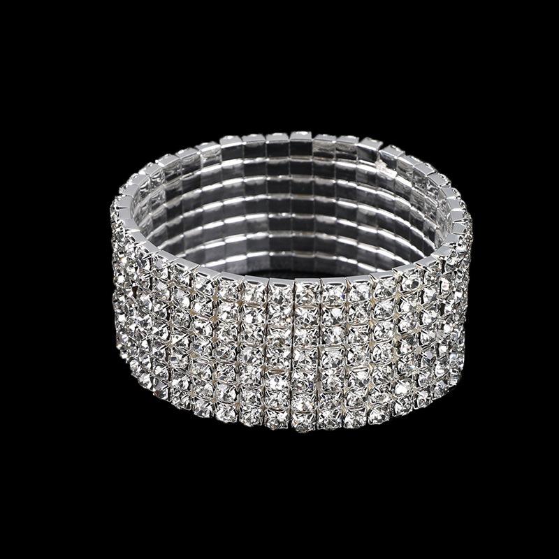 Women's Full Diamond Elastic Bracelet, Fashion Rhinestone Stretch Bangle