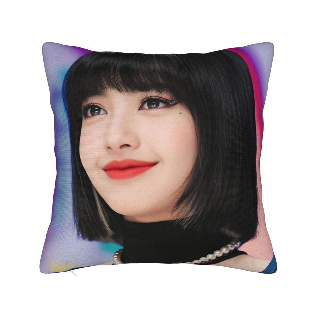 Kpop Style Cool Girl Lisa Pillow Case Vintage Pillow Cover Comfy Pillowcases For Living Room Sofa