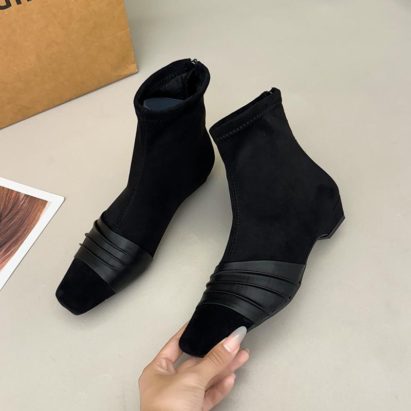 Ankle Boots for Women Square Toe Heels Shoes Winter Fashion Suede Snow Boots New Walking Elegant Dress Elegant Mujer Botas