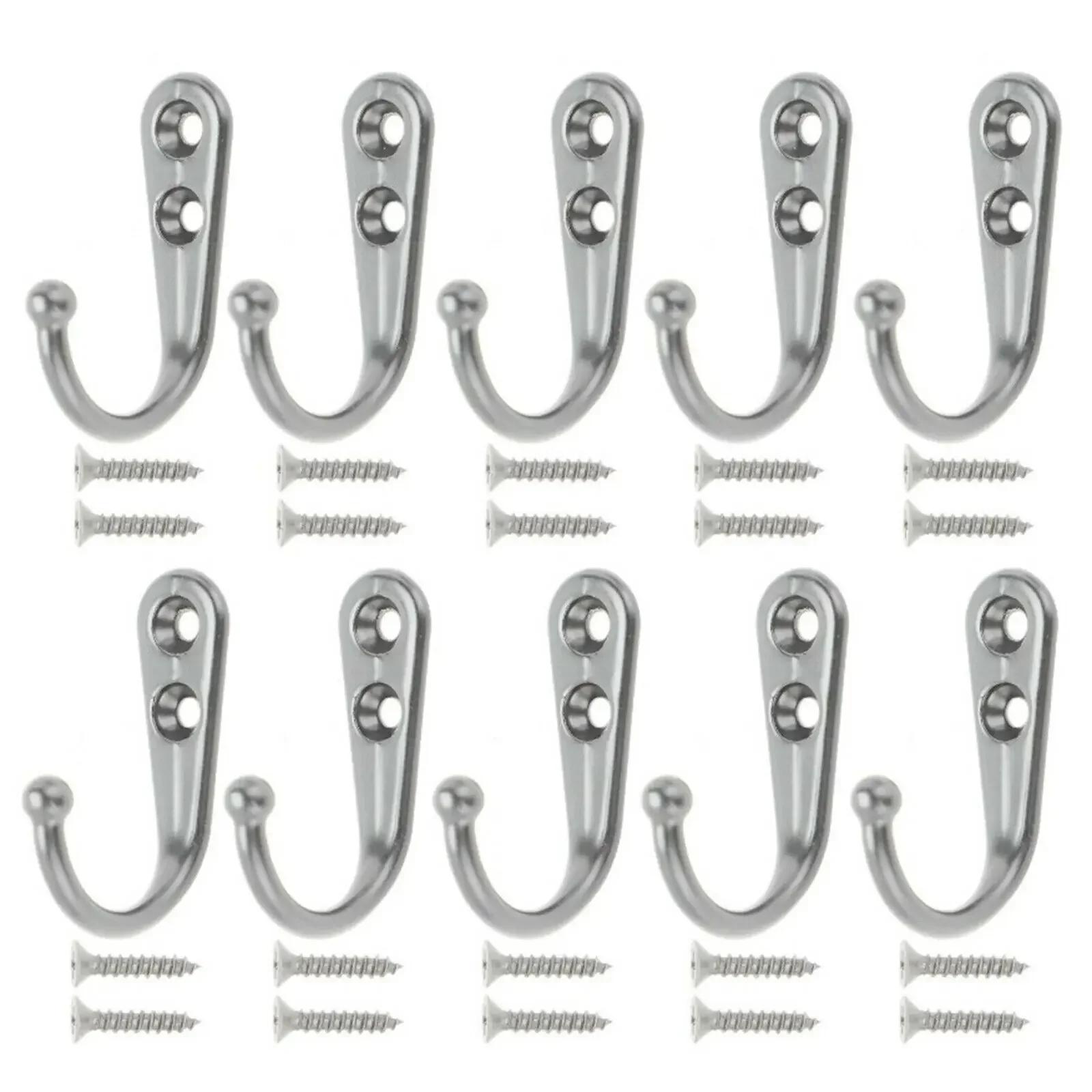 

10pc Wall Best Mounted Single Coat Hanger Hook Rustic Robe Hook Black Metal Towel Hook Classic Style Hanger for Hat Key Closet Bag Backpack
