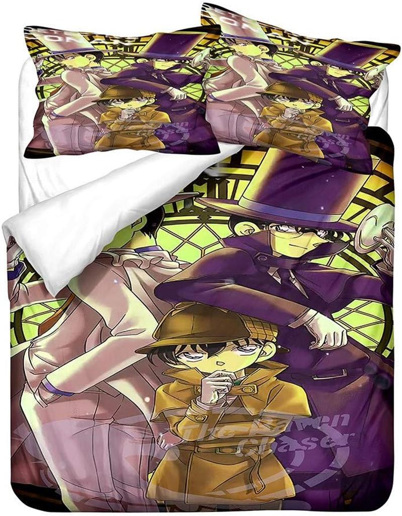 Detective Boys Cartoon Bedding Set, Anime Duvet Cover Bed Set Quilt Cover Pillowcases,King Queen Twin Size For Boys Girls Adults