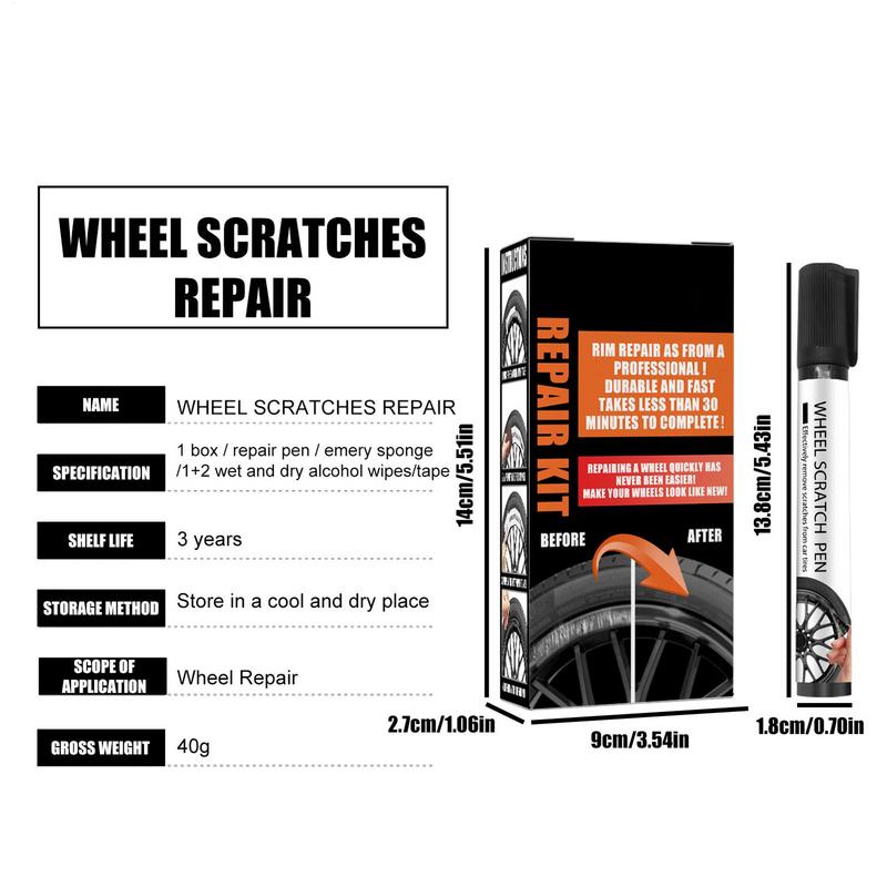 Wheel Rim Repair Kit Automotive Black Alloy Wheel Rims Scratch Remover Pen Set Quick Dry Car Hub Scratch Care Accessories