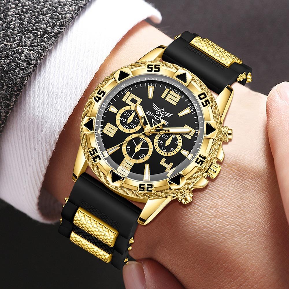 Men's Watch Blu-ray Glass Quartz Watch Classic Watch False Three-eye Digital Alloy Watch