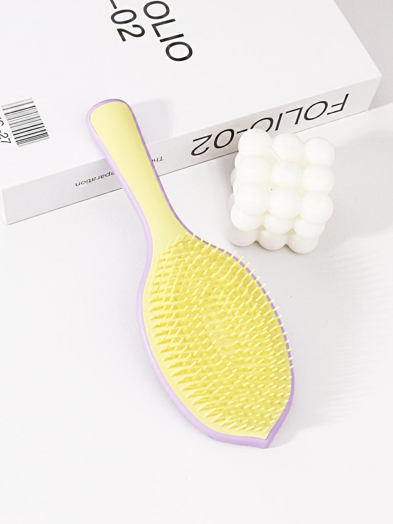 Fluffy leaf shaped hair brush, plastic bristles scalp massage comb, anti-static,reduces frizz, suitable for daily use