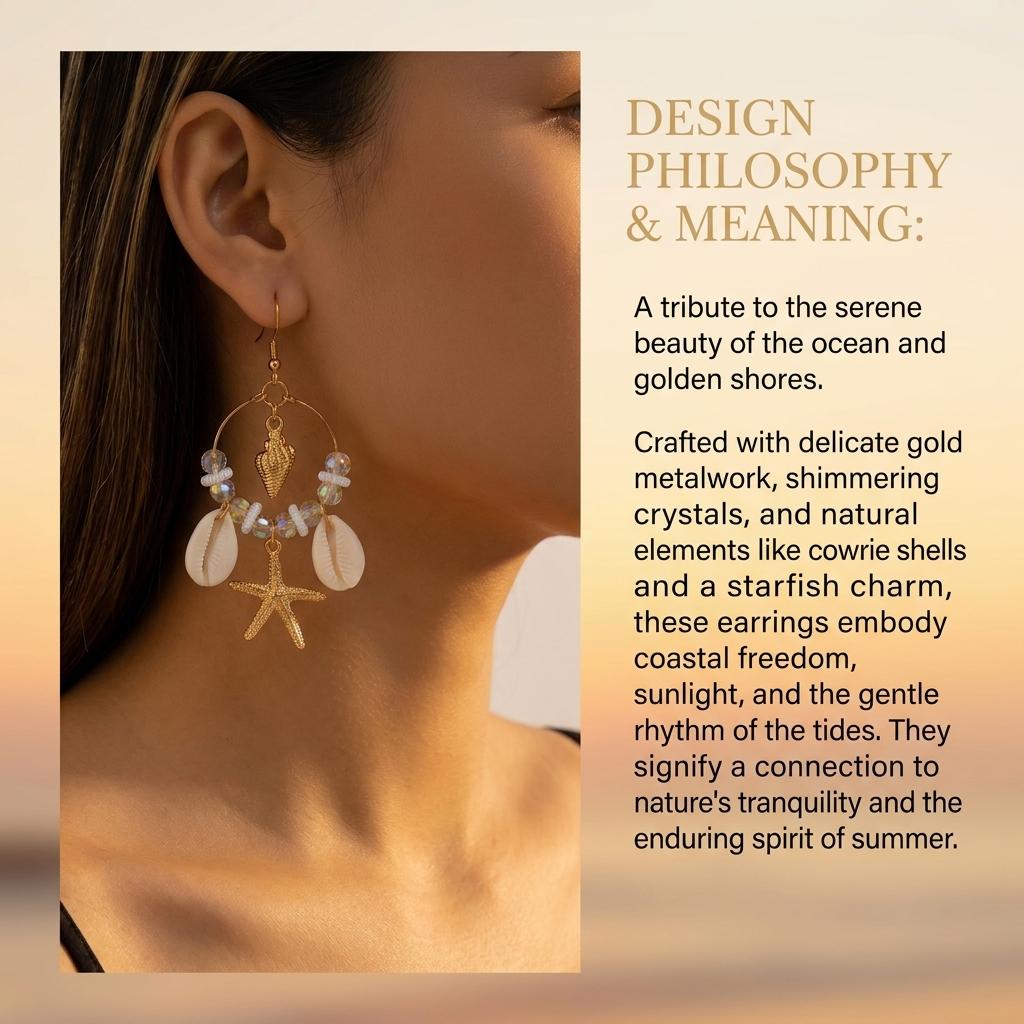 Mermaidcore Seashell Starfish Hoop Dangle Earrings for Women Beaded Boho Ocean Beach Summer Vacation Fashion Jewelry Accessories