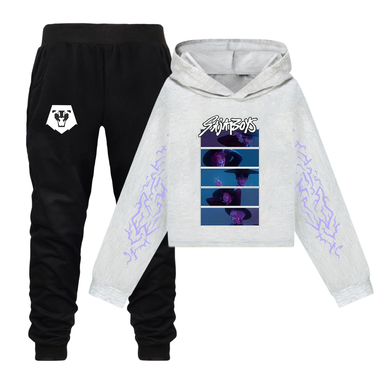 

Plush Long Sleeved Pants Loose Pullover Hoodie Set For Children 120