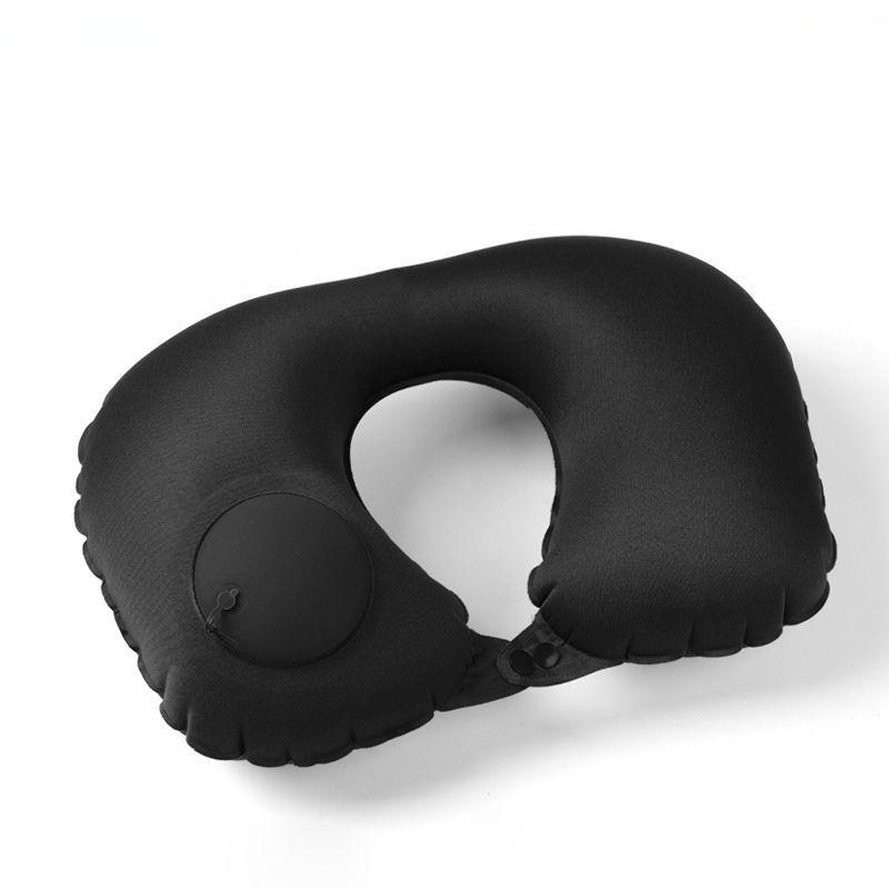 Press type inflatable U-pillow U-shaped airplane headrest Portable outdoor travel pillow Foldable neck pillow nap