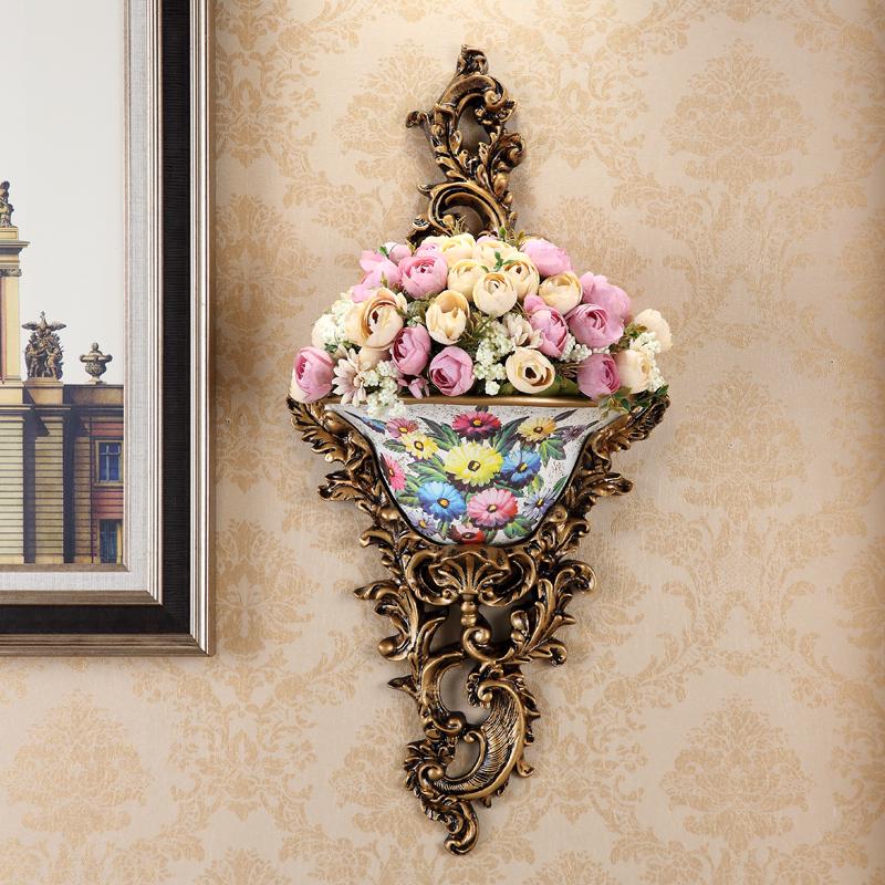 European Wall-Mounted Vase: Creative Resin Ornament for Retro Home Decor