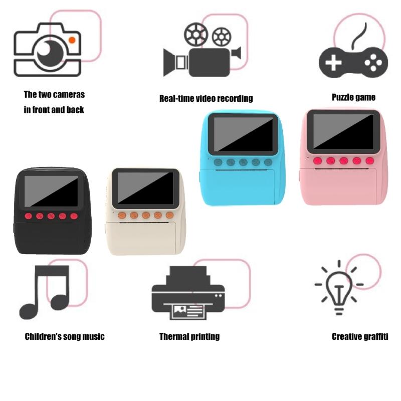 Instantly Print Camera For Kids With 32GB Card Coloring Pen 1080P Retro Design For Ages 3-12 Durability& Safe Materials