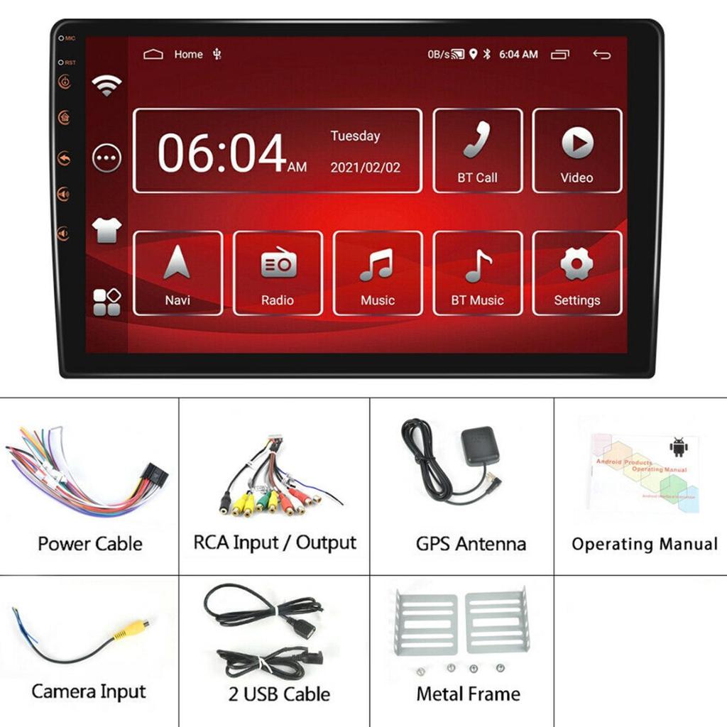 Camecho 10.1" 2Din Android 10 Car Stereo – MP5 Player, GPS Navigation, WiFi, Bluetooth, Quad Core