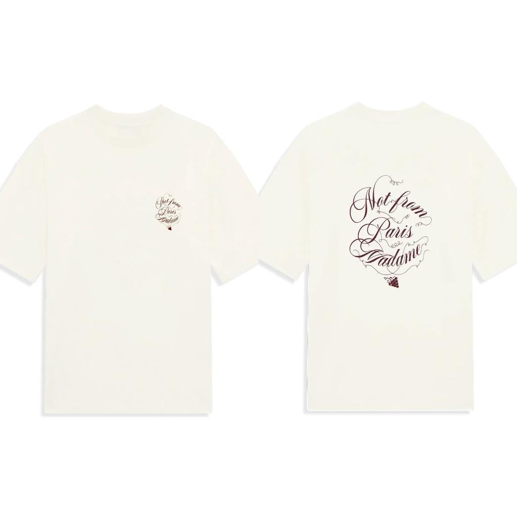 Letter Flower Print Log TShirt Slogan Not From Paris Tops Men Women Oversized Tshirts Casual Cotton Short Sleeve Male Tees