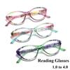 Retro Cat-Eye Reading Glasses Men'S And Women'S Luxury Floral Print Frame Presbyopia Glasses Hd Anti-Blue Light Glasses