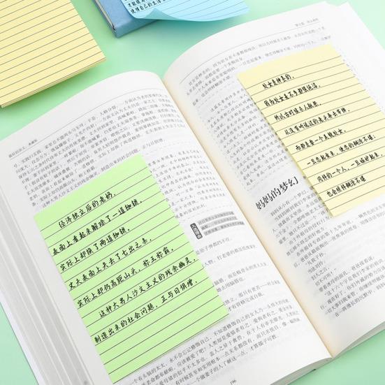 Ästhetischer Haftnotizblock mit Linien, verbessert die Produktivität, weit verbreitet, tragbar, neutral, Boho-Stil, selbstklebende Notizblöcke, liniert