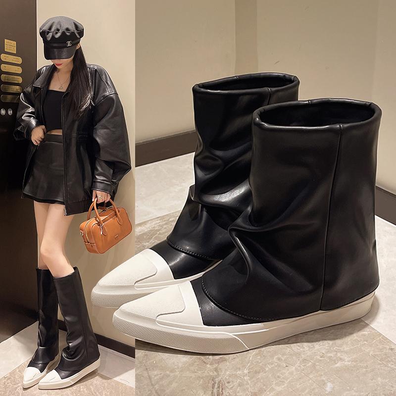 Pointed Toe Women High Boots Leather Fashion Winter Shoes New Brand 2025 Trend Knee High Gladiator New Motorcycle Botas De Mujer